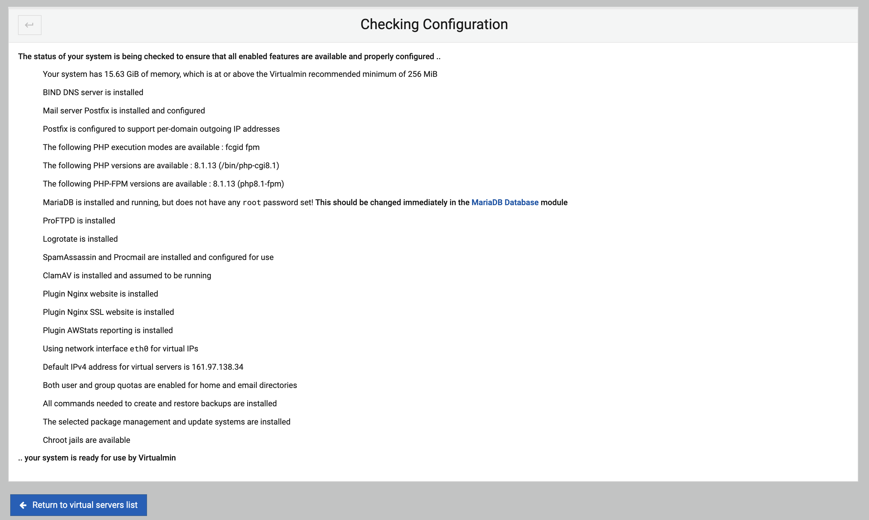 Re-Check Configuration